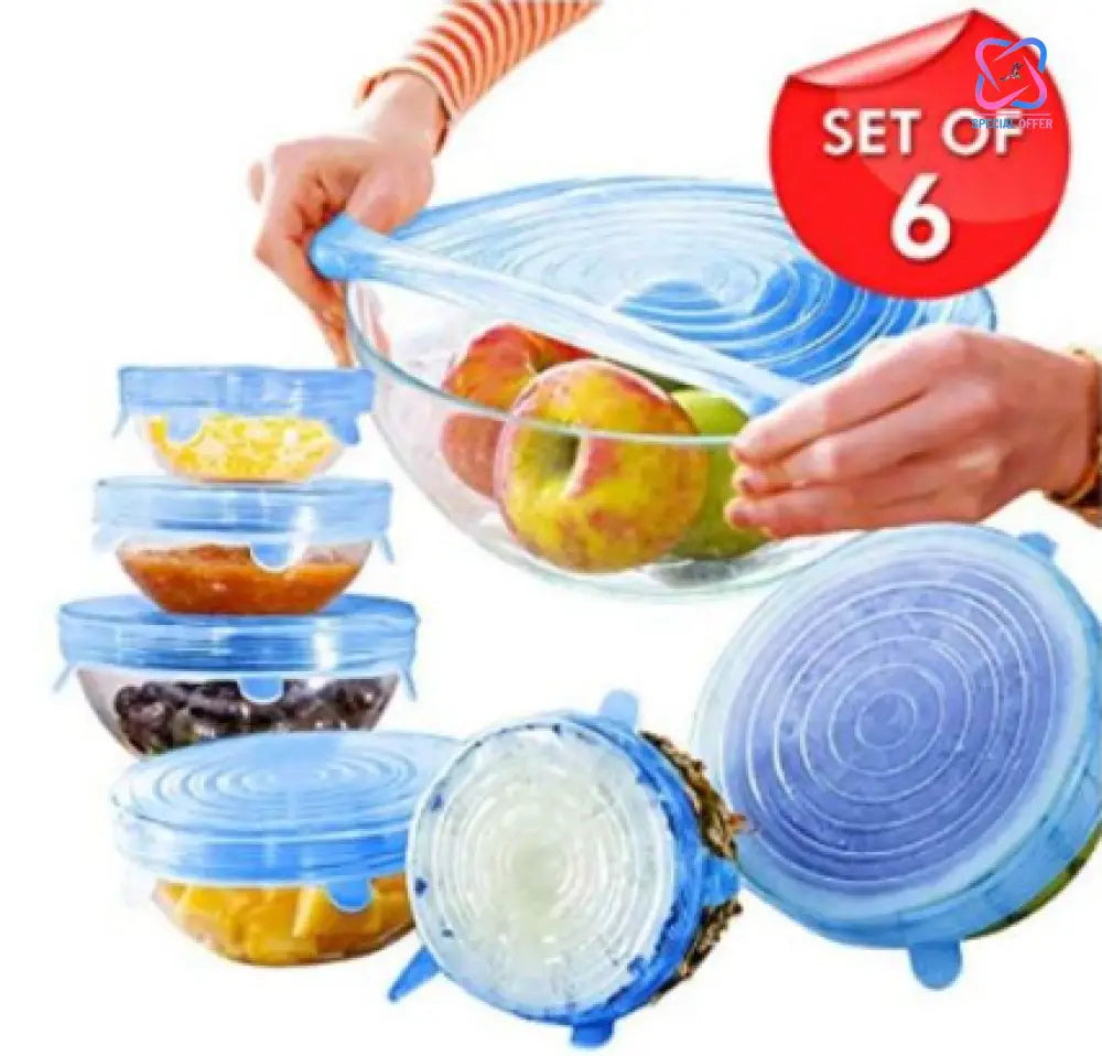 Resusable And Stretchable Silicon Food Covers - Set Of 6 Kitchen